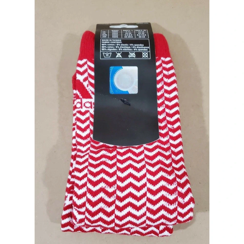 Adidas Men's‎ Large (7-11) Wisconsin Badgers NCAA Red/White Stocking Socks NEW